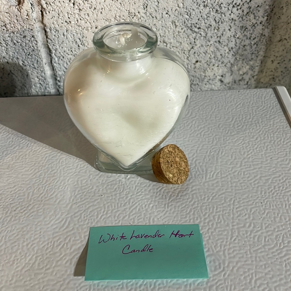 White Lavender Heart Candle